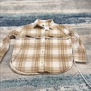 American Eagle Outfitters Kids Plaid Shirt in Brown and Cream